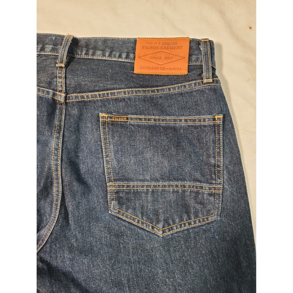Filson Mens Rail Splitter Jeans 34x34 Straight Leg Made In USA Denim 20172097 - Picture 12 of 15